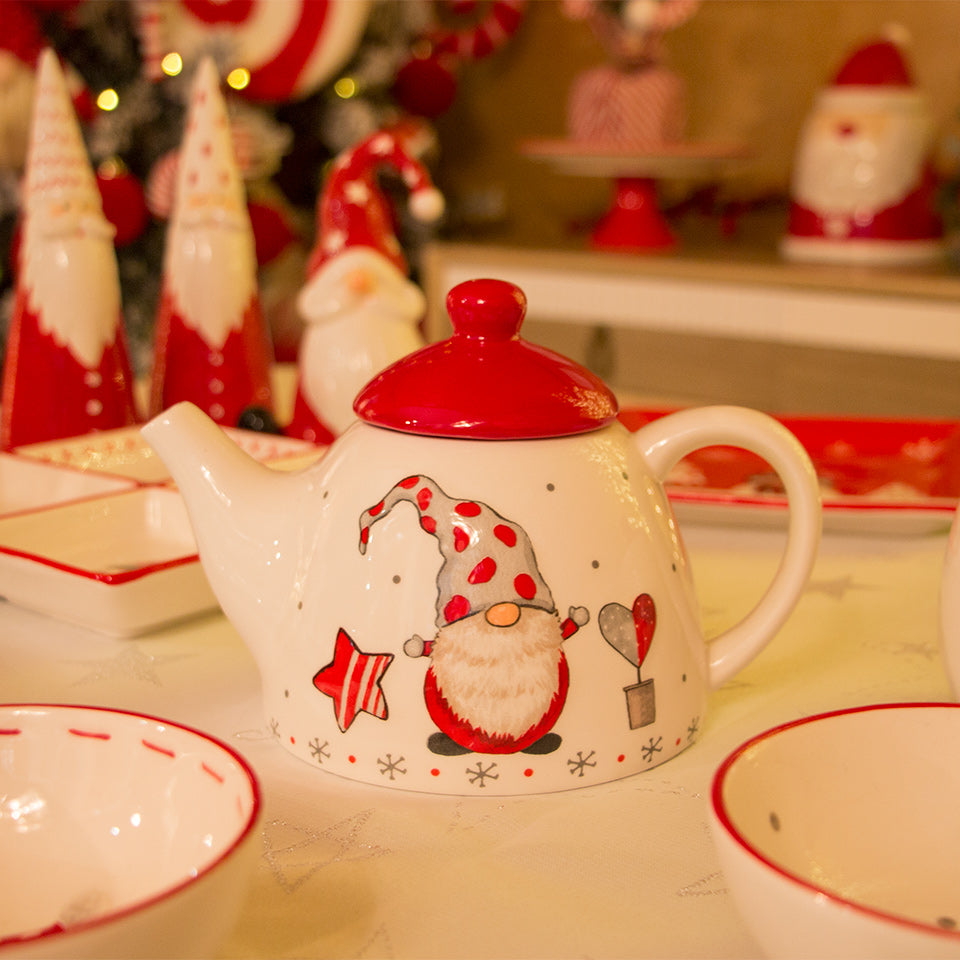 Conjunto de talheres Nordic Santa, pratos cerâmicos ocidentais Prato de lanche Presente de Natal criativo Copo de chaleira de chá em casa Frasco selado