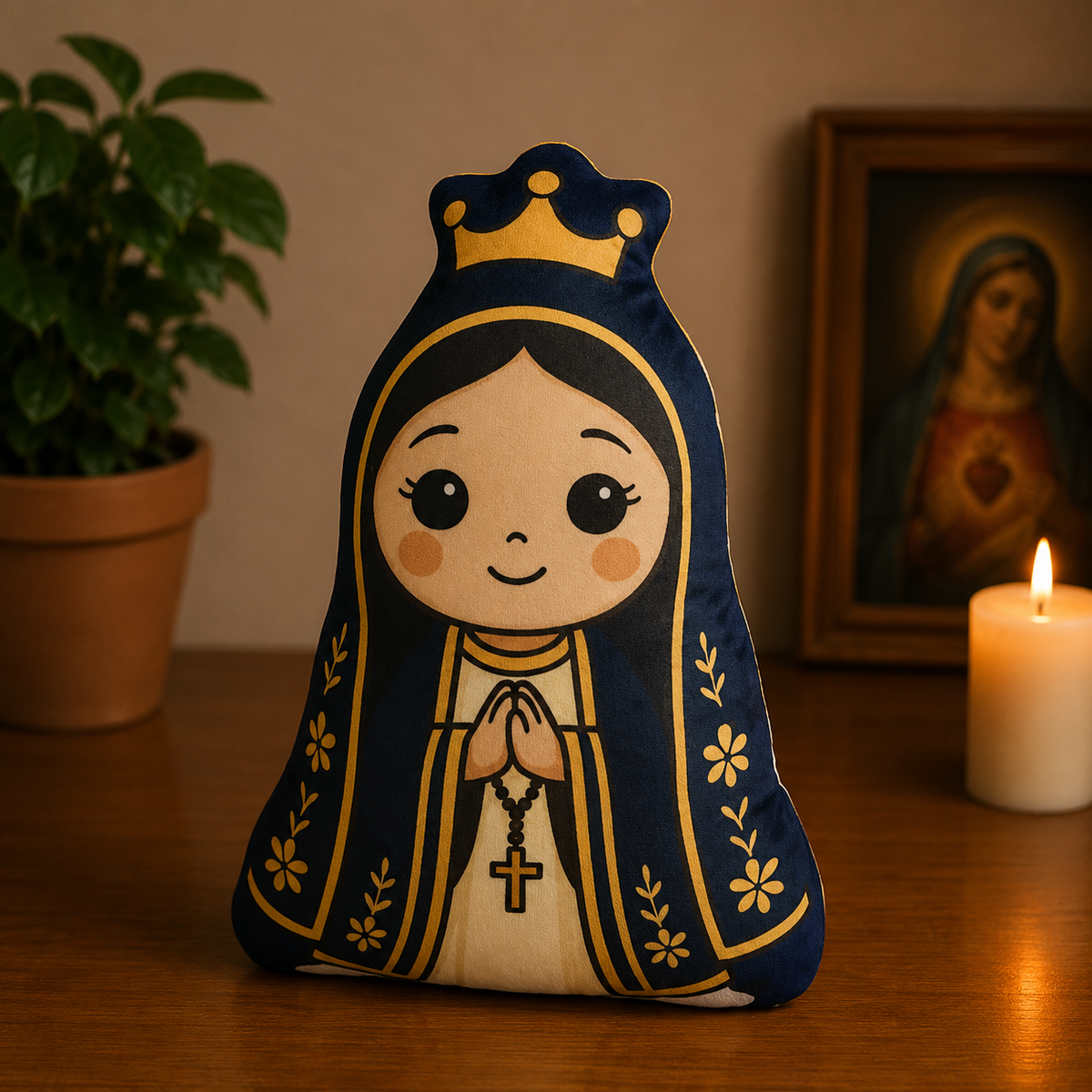 Almofada Infantil Nossa Senhora Aparecida em Algodão 30cm®