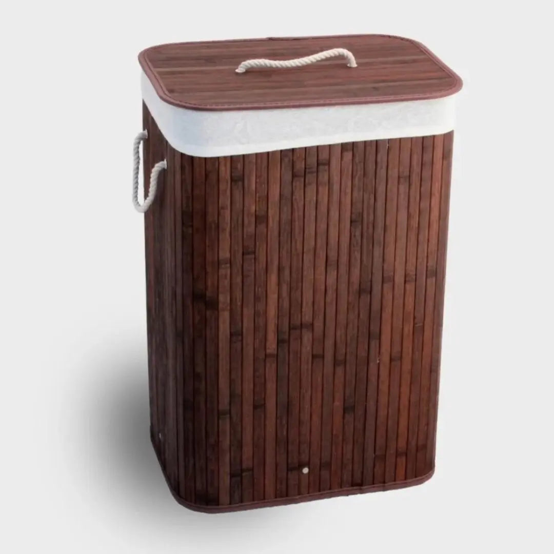 Cesto de Roupa Bambu c/ Tampa Retangular