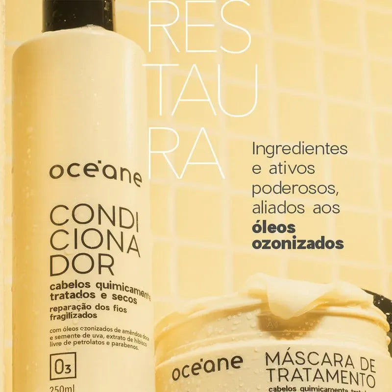 Kit Shampoo + Condicionador + Máscara de Tratamento para Cabelos Quimicamente Tratados + Reconstruto