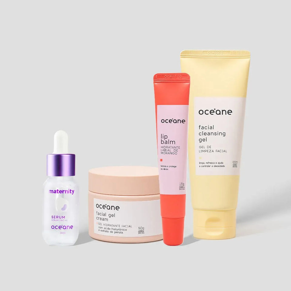 Kit Skincare Gel de Limpeza + Serum Facial + Gel Hidratante Facial + Hidratante Labial