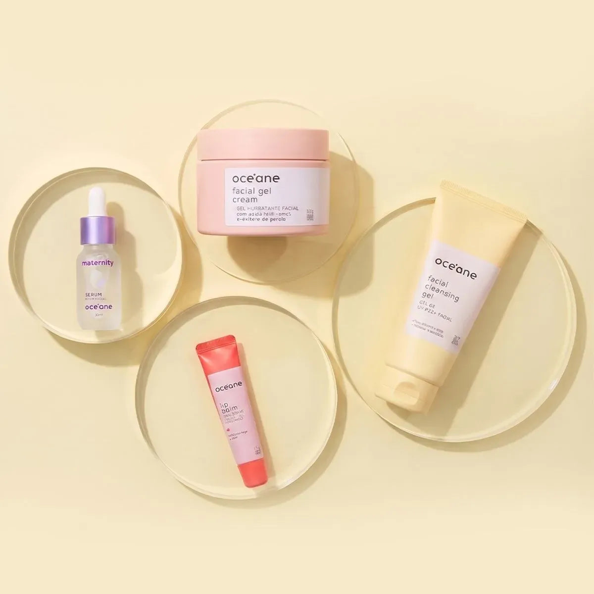 Kit Skincare Gel de Limpeza + Serum Facial + Gel Hidratante Facial + Hidratante Labial
