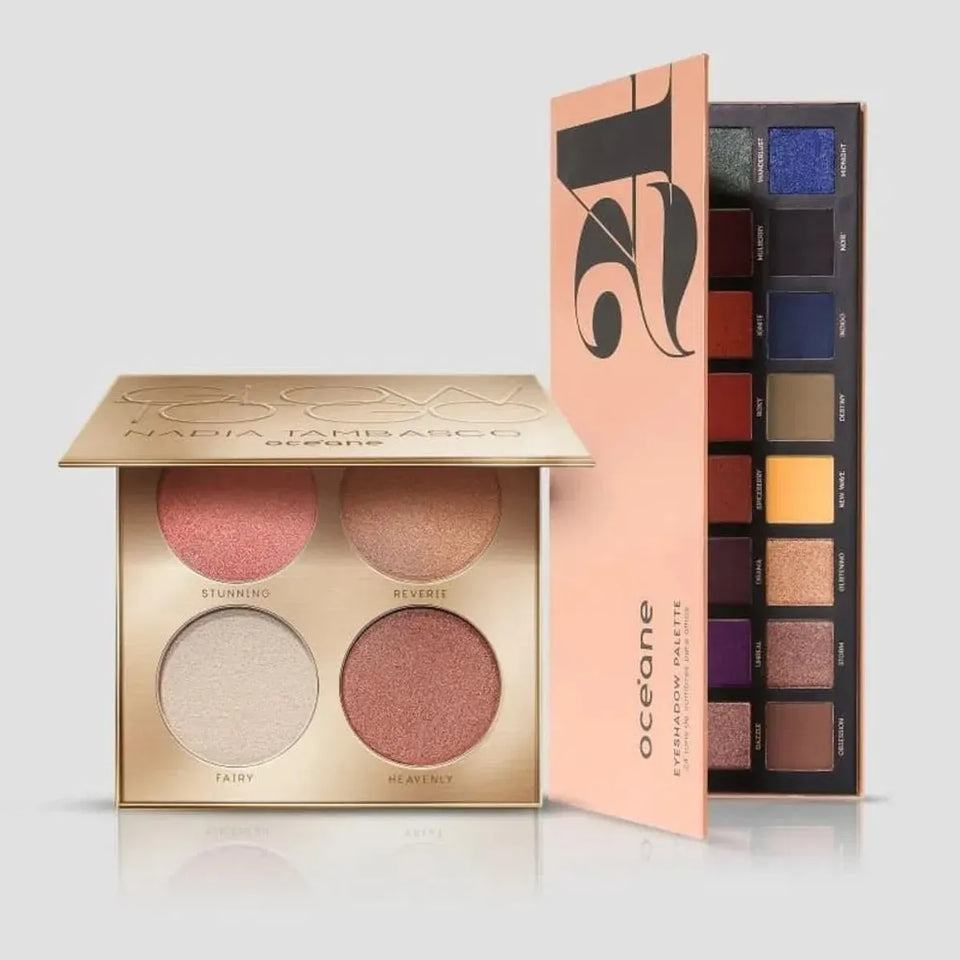 Kit Paleta de Iluminadores Nádia Tambasco By Océane + Paleta de Sombras 24 Cores Océane