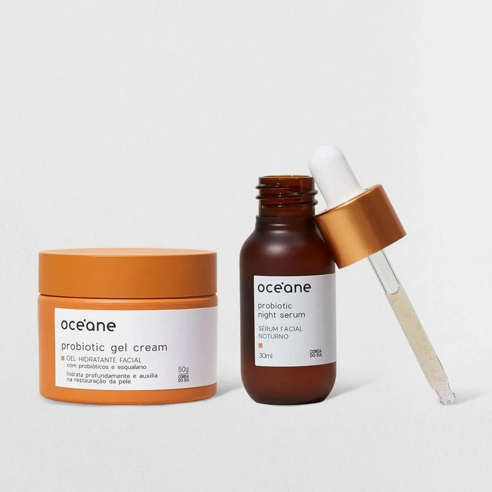 Kit Sérum Noturno + Gel Hidratante Facial com Probióticos