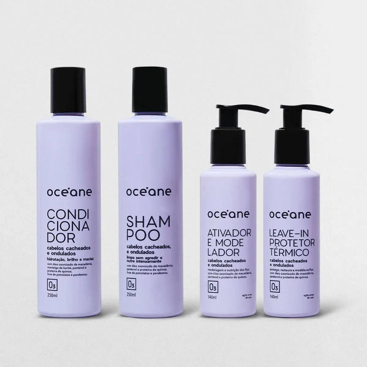 Kit Shampoo + Condicionador +leave-In Protetor Térmico + Ativador e Modelador de Cachos