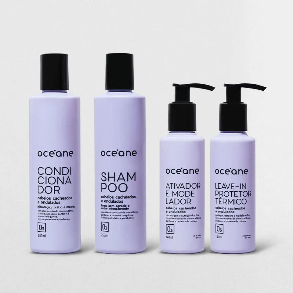Kit Shampoo + Condicionador +leave-In Protetor Térmico + Ativador e Modelador de Cachos