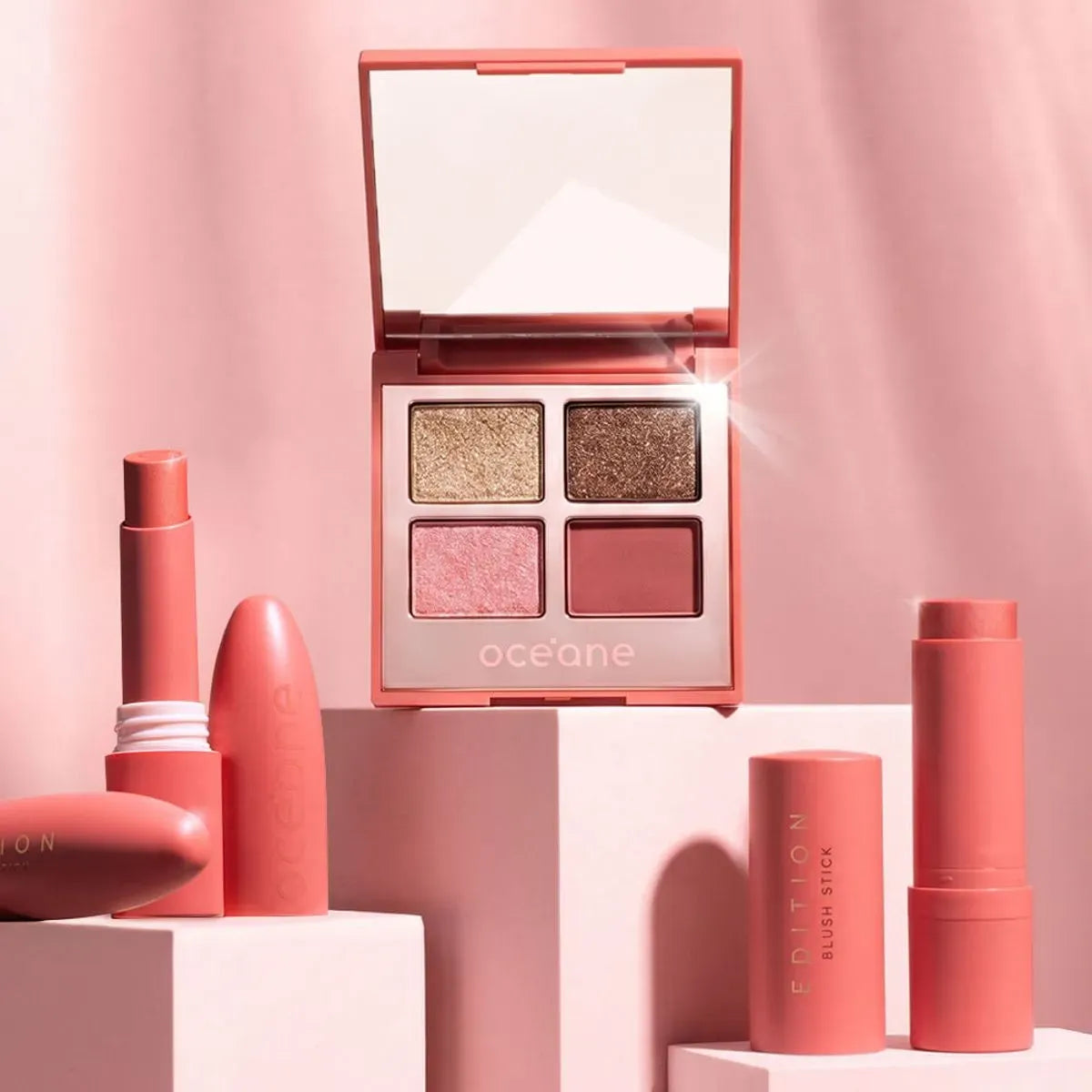 Kit Trio Glossy Rosé Pink - Paleta + Batom + Blush