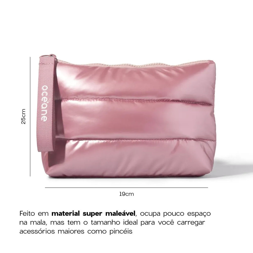 Kit Nécessaire Puffer + Desodorante + Creme para Mãos + Bruma Facial Travel